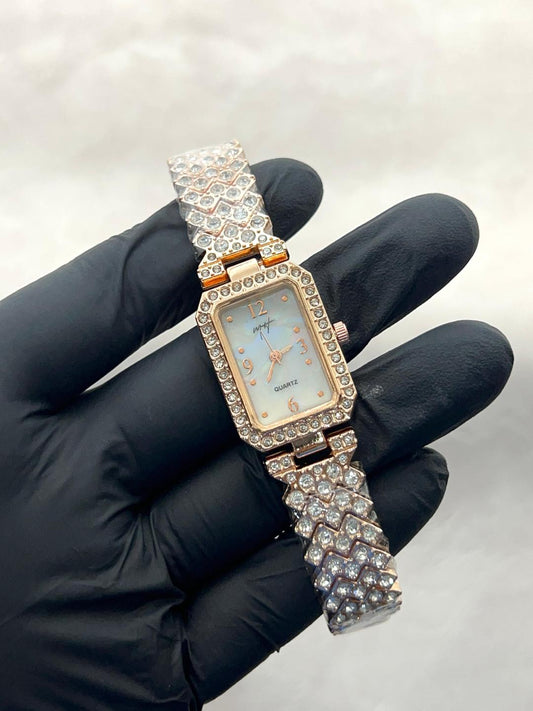 Women's Quartz Square Bracelet Watch - 1 Pc Water Resistant with Textured Strap
