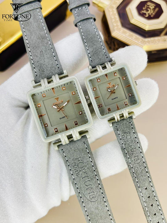 Stylish Quartz Couple Watches - 2 Pcs, Water Resistant